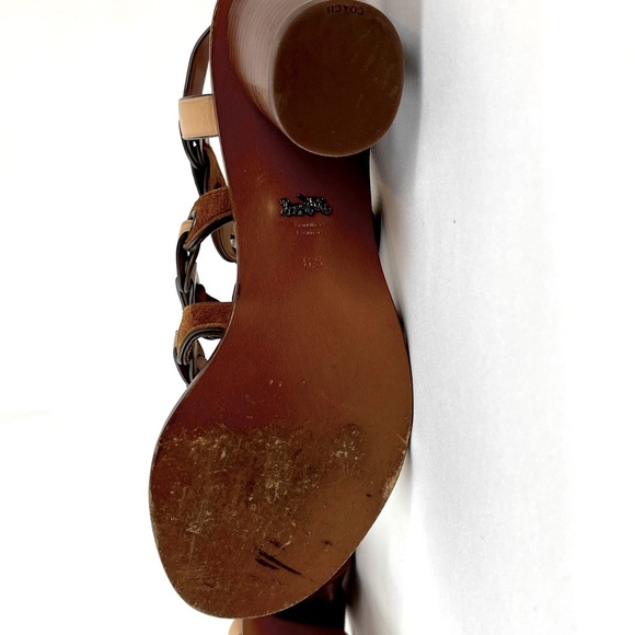 Coach Mid Heel Sandal Links Size 6.5 white Nude Brown Tones - Picture 8 of 15